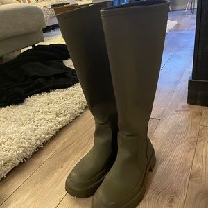 Zara tall lug sole rubberized boots